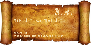 Miklóska Abdiás névjegykártya
